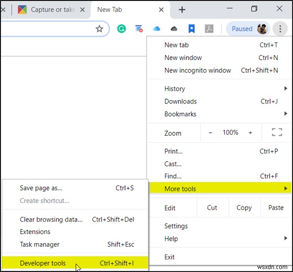 Cách chụp toàn bộ ảnh chụp màn hình trang web trong Chrome &Firefox 