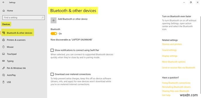 Cài đặt thiết bị Windows 10:Thay đổi cài đặt Máy in, Bluetooth, Chuột, v.v. 