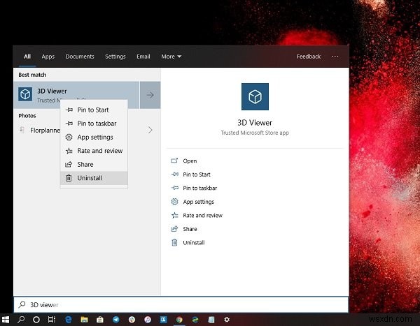 Cách gỡ cài đặt Ứng dụng 3D Viewer trong Windows 10 