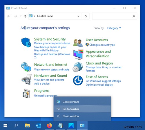 Cách ghim Control Panel vào Taskbar trong Windows 10 