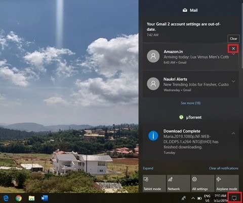 Cách xóa thông báo cũ trong Action Center trên Windows 10 