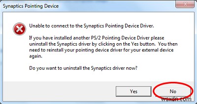 Không thể kết nối với Trình điều khiển thiết bị trỏ Synaptics 