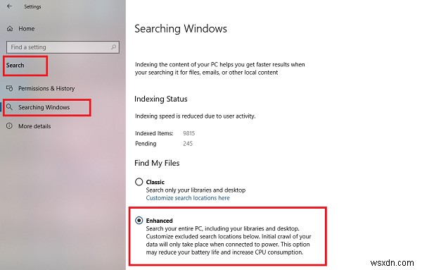 Menu Start của Windows 10 Tìm kiếm không tìm kiếm trên toàn bộ PC 
