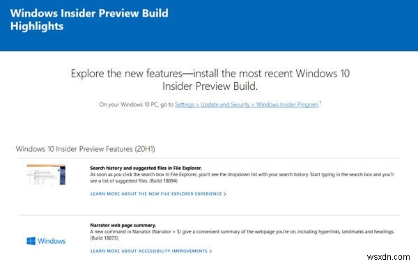 Tìm kiếm các Tính năng bản dựng Windows 10 Insider Preview mới nhất ở đâu? 