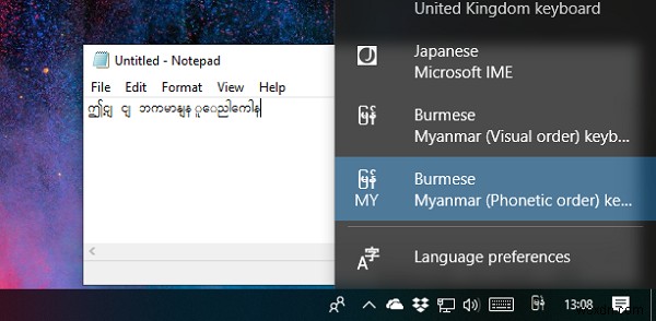 Cách cài đặt Bàn phím Zawgyi trong Windows 10 (Myanmar / Miến Điện) 