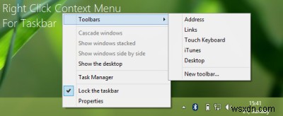 Cách tắt Trình đơn ngữ cảnh cho Thanh tác vụ trong Windows 10 