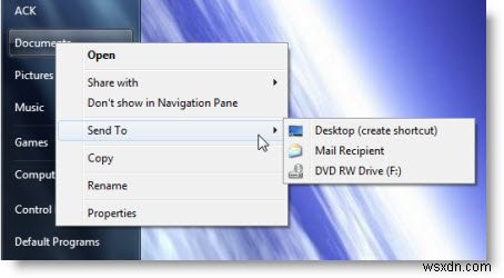 Mở rộng và xem menu Gửi Tới ẩn trong Windows PC 