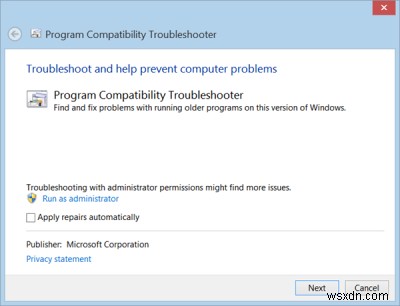 Trình gỡ rối tương thích chương trình trong Windows 11/10 