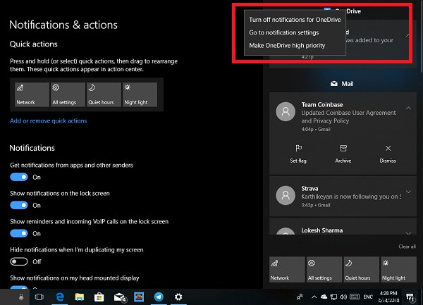 Cách tùy chỉnh Thông báo và Trung tâm hành động trên Windows 10 