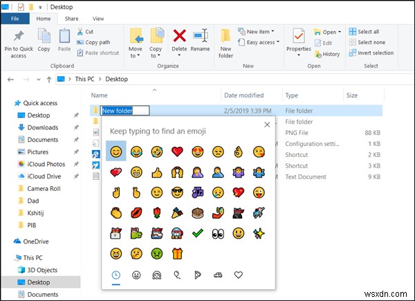 Cách thêm Biểu tượng cảm xúc vào tên tệp và thư mục trong Windows 10 