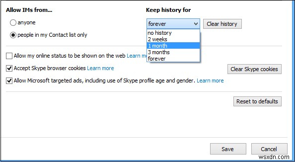 Cách quản lý, xóa, vô hiệu hóa lịch sử Skype 