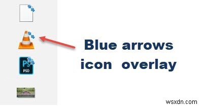2 lớp phủ mũi tên nhỏ màu xanh lam này xuất hiện trên biểu tượng màn hình là gì? 