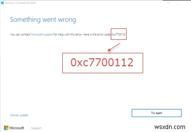 Sửa mã lỗi nâng cấp Windows 10 0xc7700112 