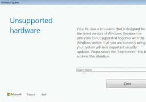 Bộ xử lý không được hỗ trợ cùng với phiên bản Windows mà bạn hiện đang sử dụng 