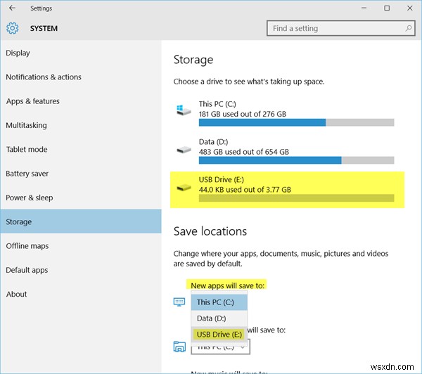 Cài đặt Ứng dụng Windows 10 vào một phân vùng khác, Ổ đĩa ngoài, USB hoặc Thẻ SD 
