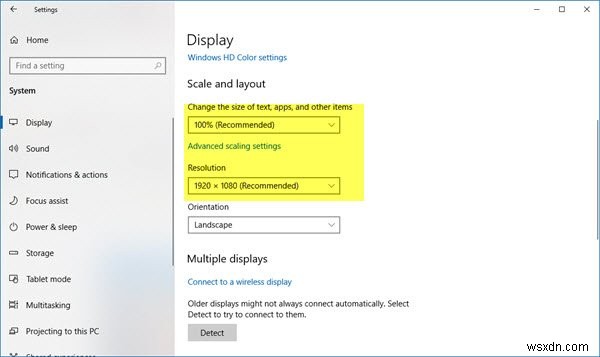 Đường viền hoặc thanh màu đen trên Màn hình trong Windows 10 hoặc thiết bị Surface 