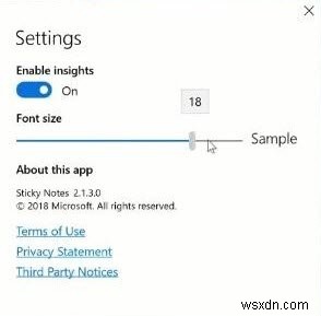 Cách thay đổi kích thước phông chữ trong Sticky Notes trong Windows 10 