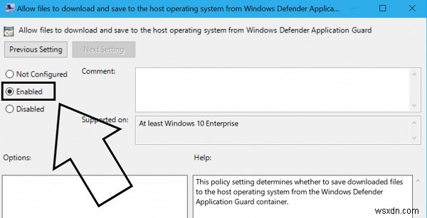 Bật Cho phép tệp tải xuống cài đặt Máy chủ lưu trữ trên Edge trong Windows 10 