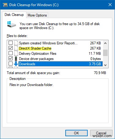 Disk Cleanup Tool &Storage Sense hiện cung cấp khả năng xóa thư mục Tải xuống 