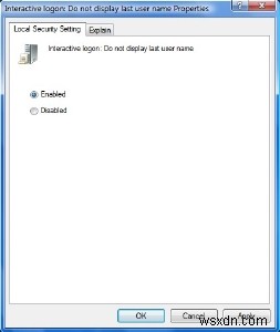 Không hiển thị tên người dùng cuối cùng trong Màn hình đăng nhập trong Windows 10 