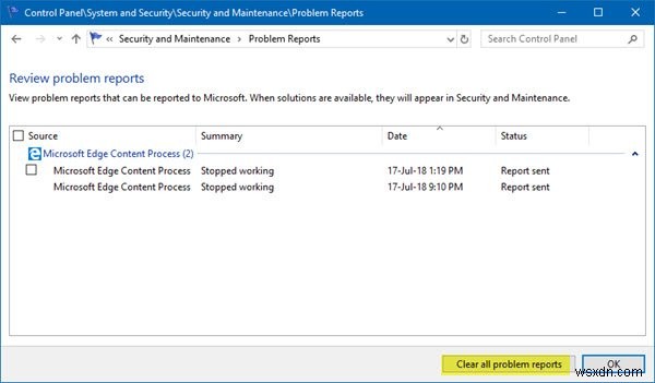 Cách xóa báo cáo sự cố trong Windows 10 