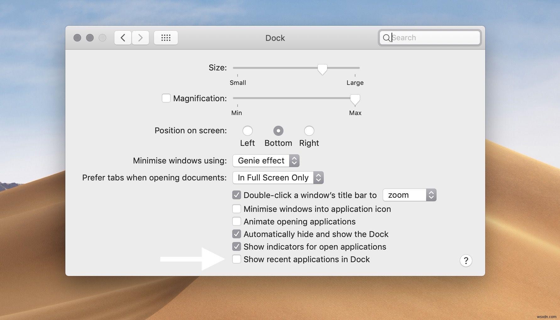 Cách ẩn các ứng dụng gần đây khỏi thanh Dock trong MacOS Mojave 