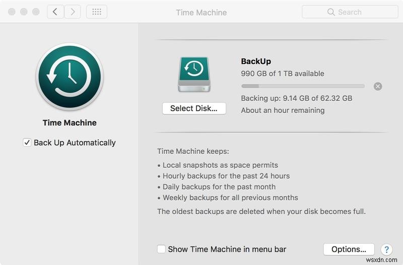Cách sử dụng Cỗ máy thời gian để sao lưu máy Mac 