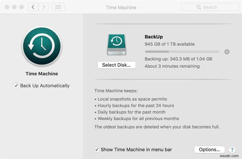 Cách sử dụng Cỗ máy thời gian để sao lưu máy Mac 