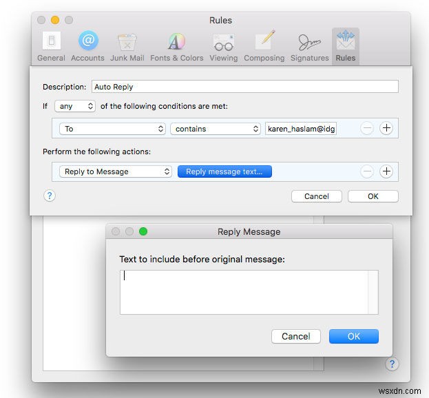 Cách thiết lập thông báo vắng mặt trong Thư trên máy Mac 