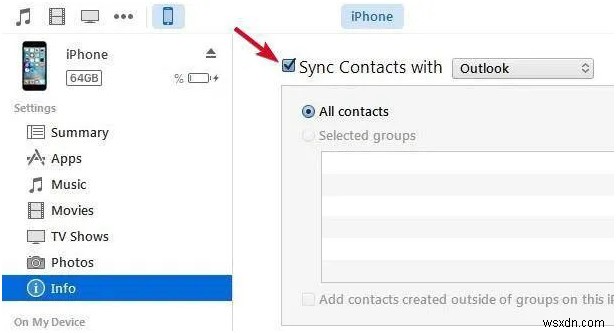 Cách đồng bộ danh bạ Outlook với iPhone 