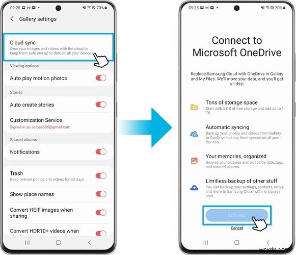 Di chuyển từ Samsung Cloud sang OneDrive 