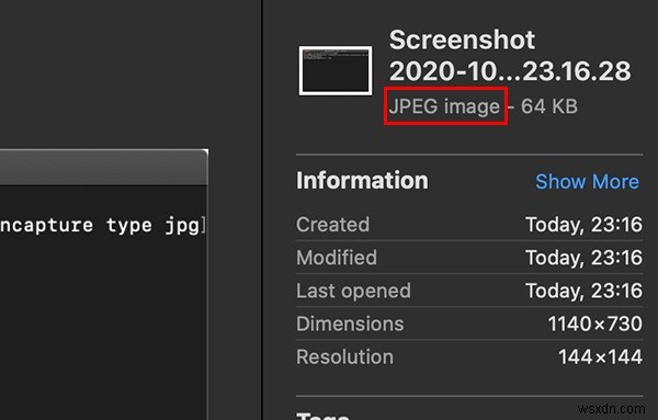 Cách thay đổi định dạng tệp ảnh chụp màn hình thành JPG trên máy Mac 