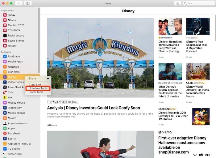 Cách tùy chỉnh ứng dụng Apple News trên Mac 