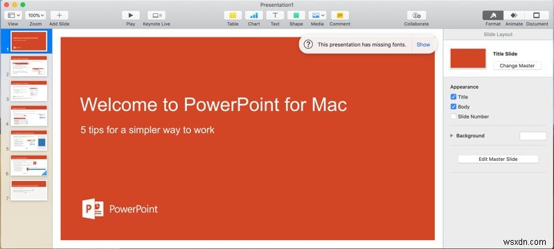 Cách chuyển đổi slide PowerPoint sang Mac Keynote Presentation 