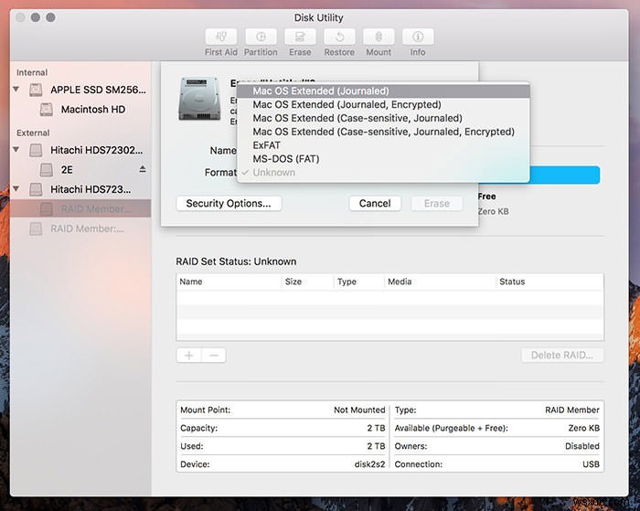 Cách thiết lập RAID trong macOS Sierra 
