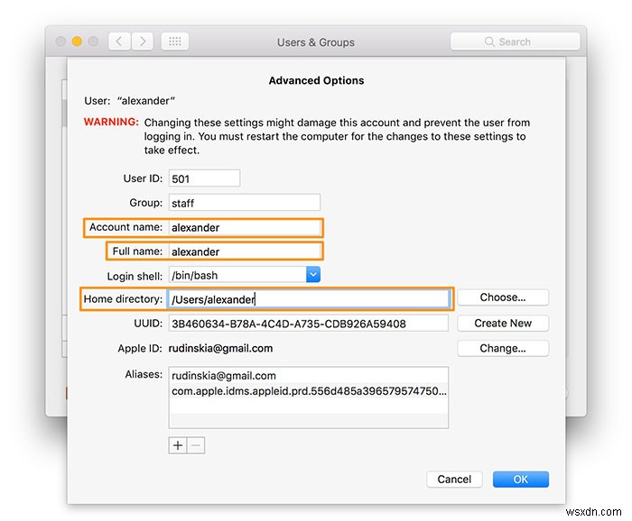 Cách thay đổi tên thư mục trang chủ của bạn trên macOS 