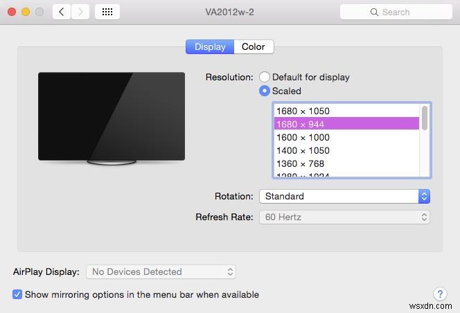 Đặt độ phân giải tùy chỉnh cho màn hình trong Mac OS X 