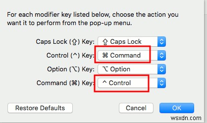 Cách chuyển các phím điều khiển và phím lệnh trong Mac OS X 