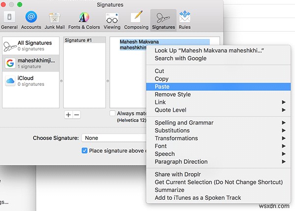 Cách tạo Chữ ký HTML trong Thư cho OS X 
