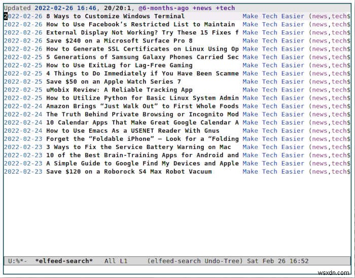 Cách sử dụng Emacs cho RSS với Elfeed 