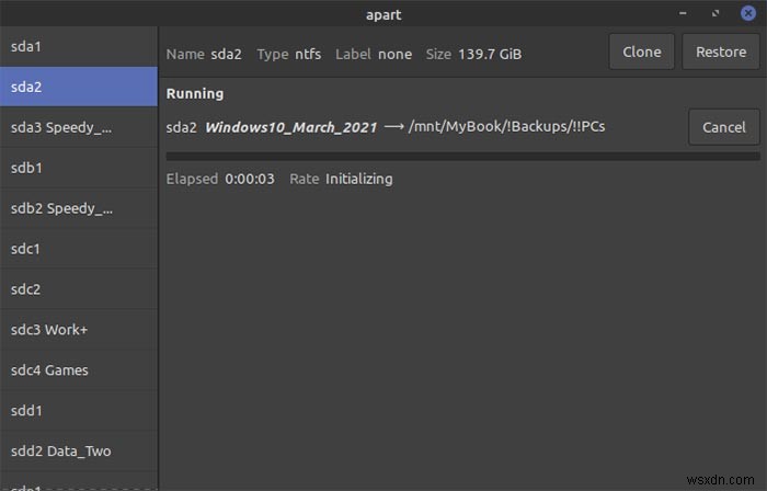 Dễ dàng sao lưu các phân vùng của bạn trong Linux với Apart GTK 
