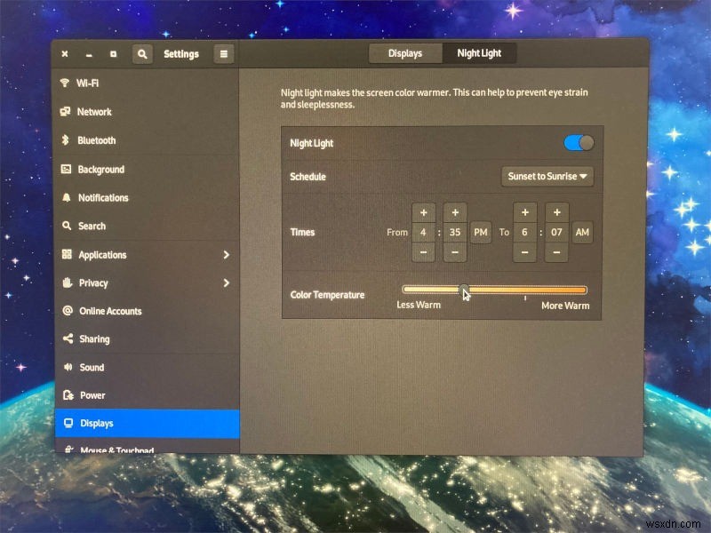 Cách định cấu hình nhiệt độ màu trong ánh sáng ban đêm GNOME 