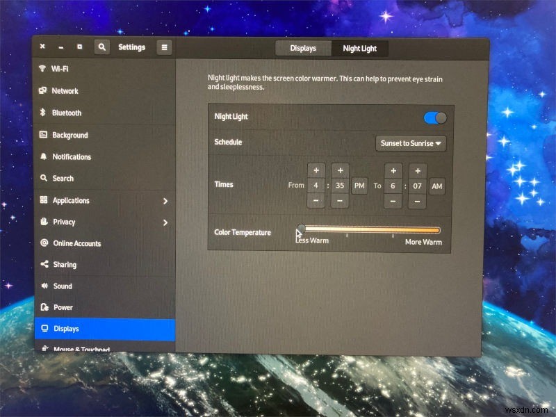 Cách định cấu hình nhiệt độ màu trong ánh sáng ban đêm GNOME 