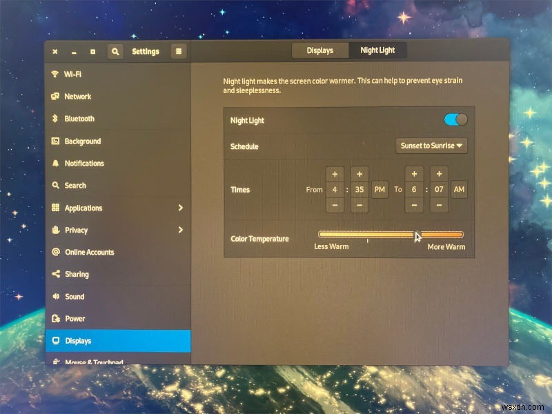 Cách định cấu hình nhiệt độ màu trong ánh sáng ban đêm GNOME 