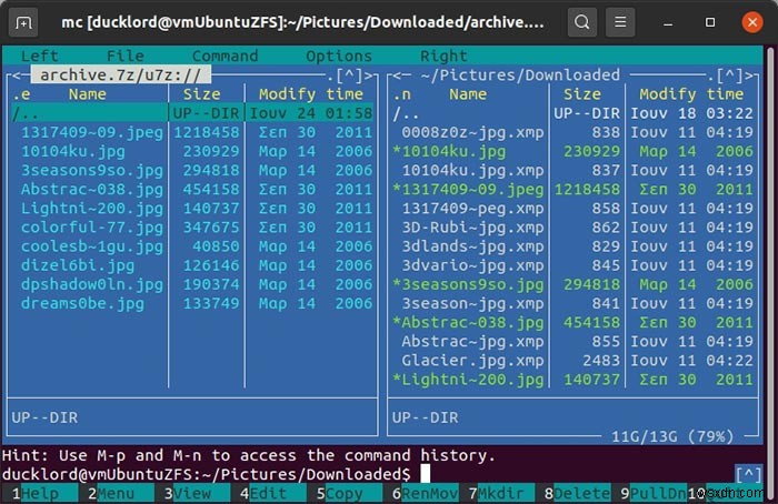 Cách quản lý tệp nén với Midnight Commander 