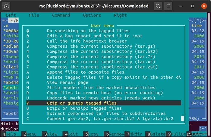 Cách quản lý tệp nén với Midnight Commander 