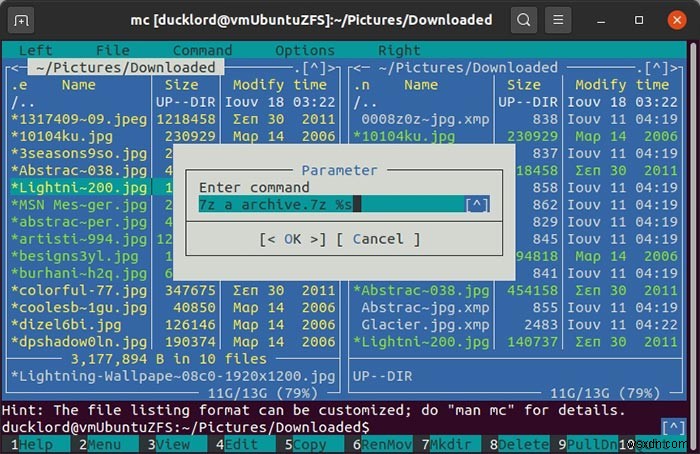 Cách quản lý tệp nén với Midnight Commander 