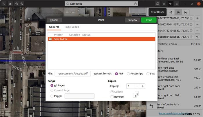 Cách tải xuống bản đồ Gnome và xuất tuyến đường dưới dạng PDF 
