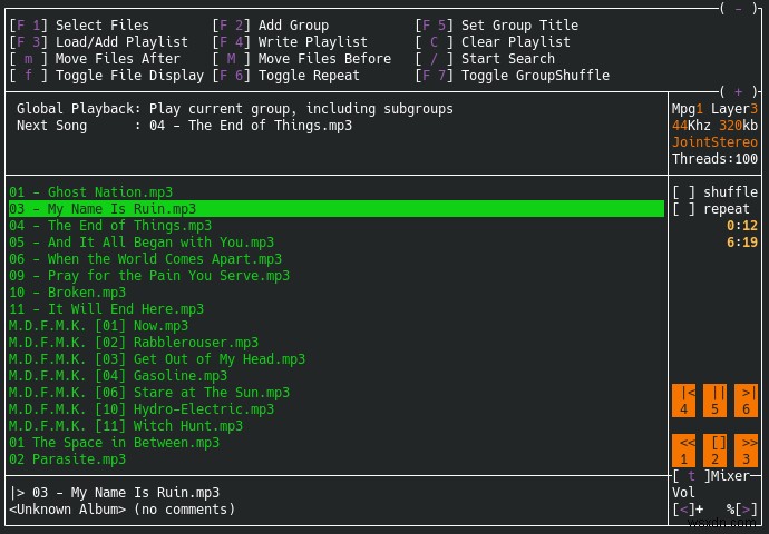 Mp3blaster:Trình phát nhạc tuyệt vời cho Terminal 