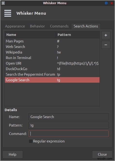 Cách thêm Tìm kiếm của Google và các Hành động tìm kiếm khác vào Menu chính của Peppermint 